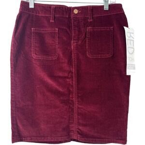 Celebrity Pink NWT Women's Burgundy Corduroy Mini Skirt Back Slit Pockets Size M
